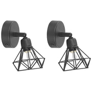 Set di 2 Lampade da Parete applique Nero Metallo Gabbia Paralume Orientabile Posizione Luce Moderna