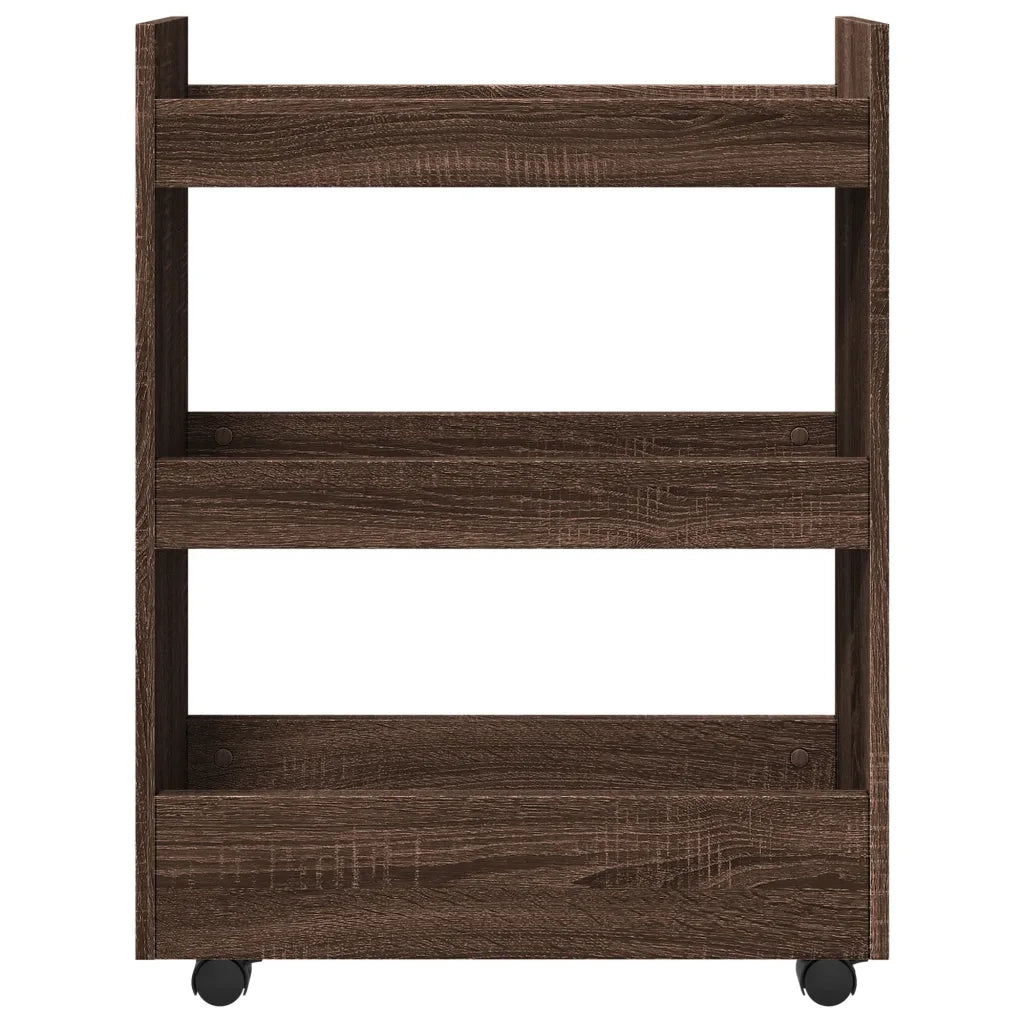 Carrello Stretto a 3 Livelli Rovere Marrone in Truciolato 855256