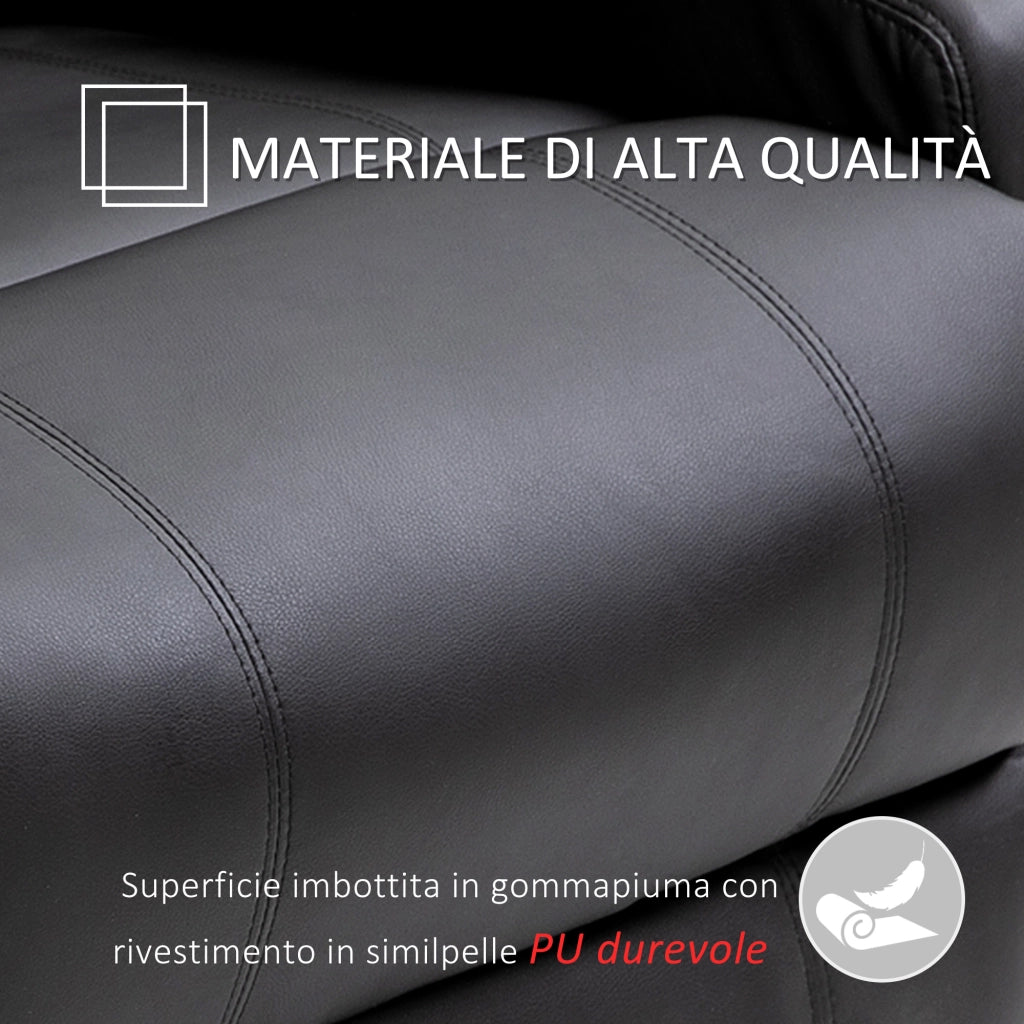EasyComfort Poltrona Relax Massaggiante con 8 Punti, 5 Modalità e 2 Intensità, Reclinabile con Poggiapiedi e Girevole, 84x92x109cm, Nero