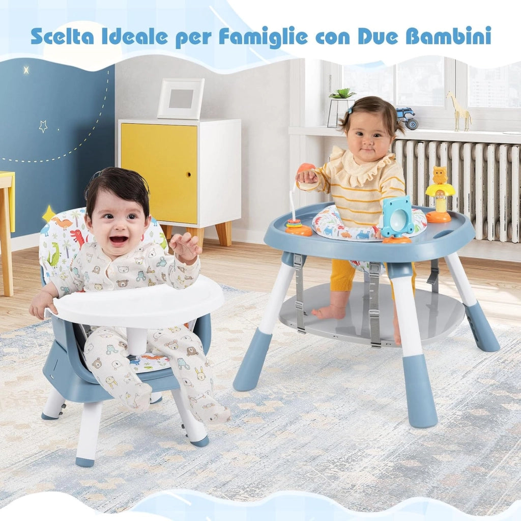Seggiolone Pappa Bambini, con Cintura e Vassoio Rimovibile (Verde) | Sedia Evolutiva per Neonati 6-36 Mesi con Cintura e Vassoio Rimovibile, 3 Giochi e Cestino