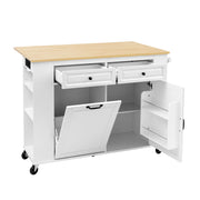 Carrello da Cucina con Piano Ribaltabile; Vano Pattumiera; Portasciugamani e Prese; 120x40-70x92 cm