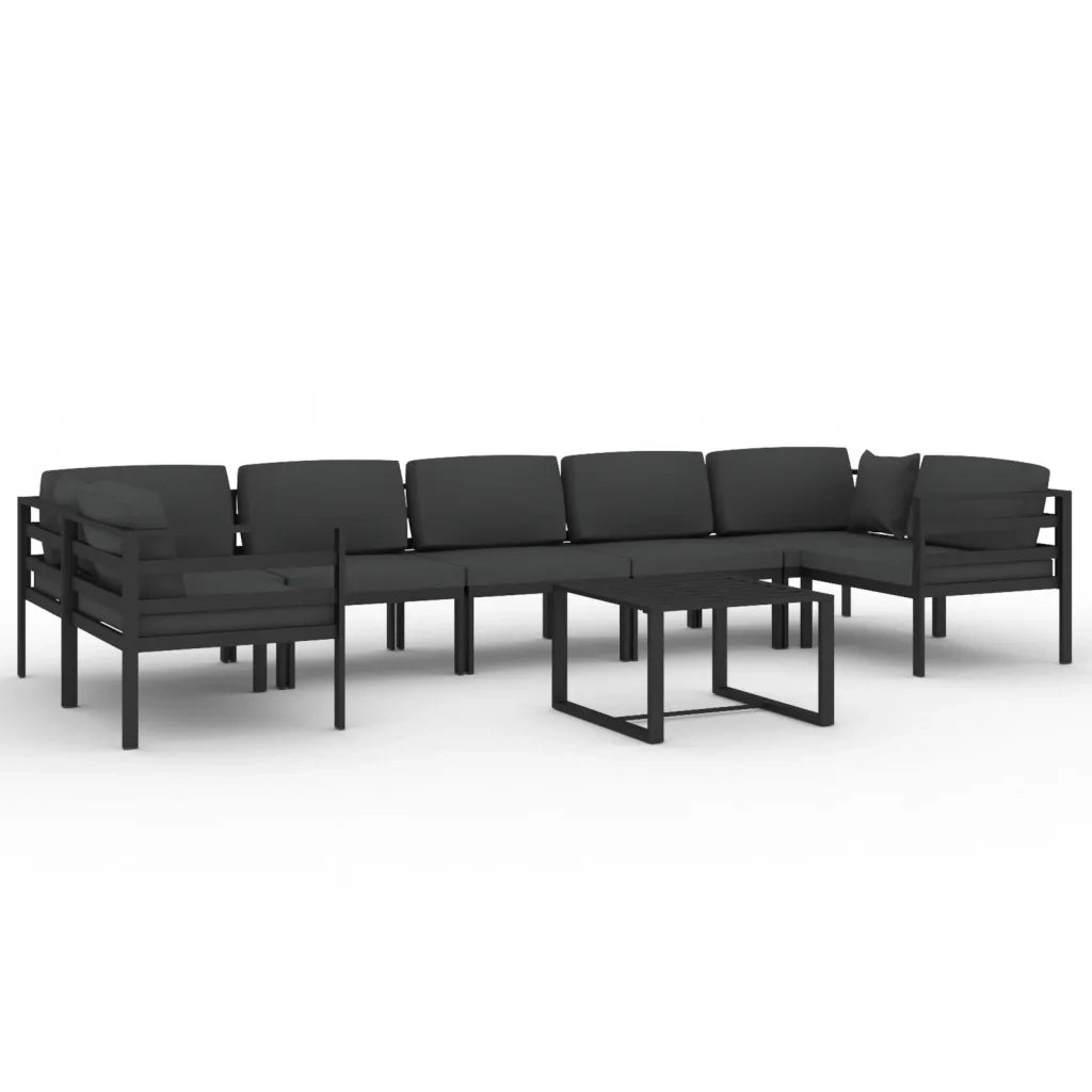 Set Divani da Giardino 8 pz con Cuscini in Alluminio Antracite 3107812