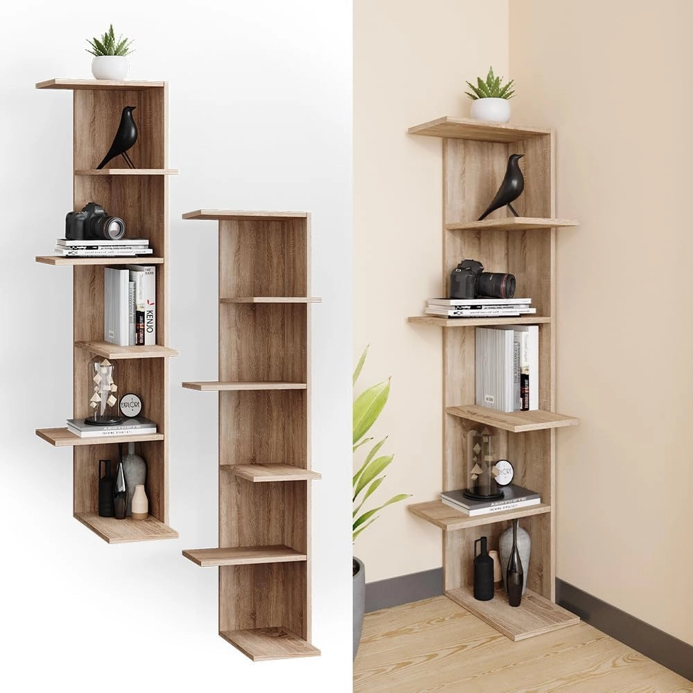 Scaffale angolare Tera, Sonoma, 37 x 140.1 cm, utilizzabile per riporre libri e oggetti decorativi