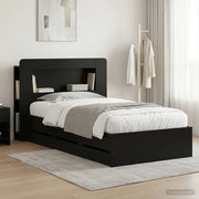 Telaio del letto con storage con testiera Nero 75 x 190 cm