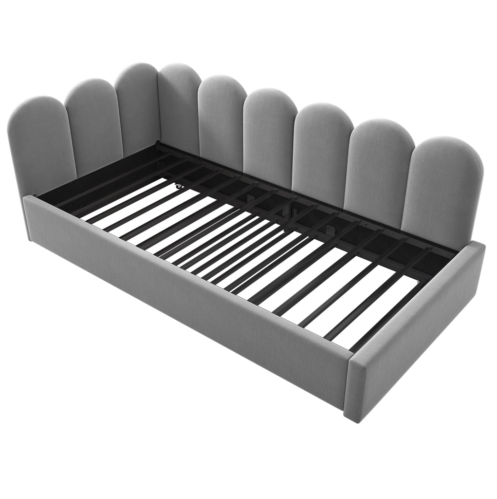 Divano letto 90x200 cm con letto estraibile e griglia; velluto grigio (Senza materasso)