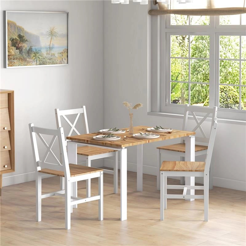 SET 4 SEDIE PER CUCINA E SOGGIORNO CON SCHIENALE A CROCE, IN LEGNO DI PINO, 41X46.5X86 CM