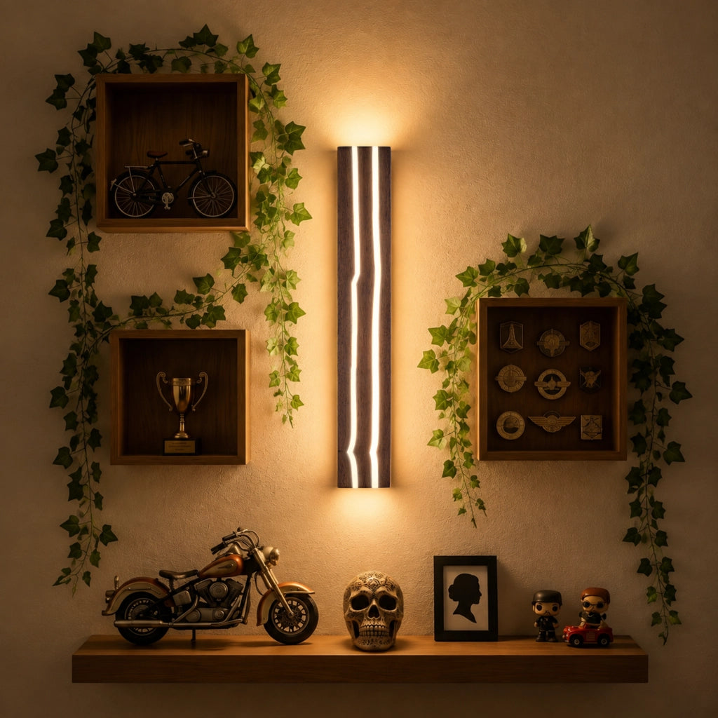 ZMH Lampada da Parete LED Legno 50cm Moderna 3000K 8W per Soggiorno Interni