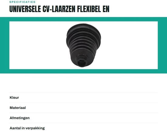 Set di Stivali CV 2 Pezzi - Molto Flessibili - Protezione - Estensione della Durata di Vita - Facile da Installare - Progettazione Ripiegabile - Cappotti di Accoppiamento