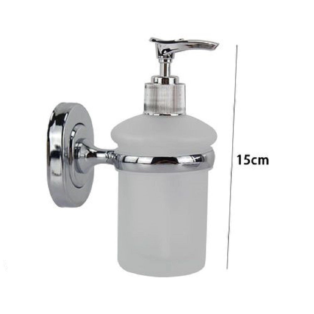 Trade Shop - Dispenser Portasapone Liquido Vetro Satinato Fissaggio A Parete Bagno 15cm 69181 -