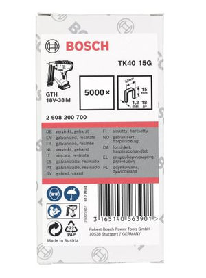 CONFEZIONE 5000 SPILLI PER LEGNO BOSCH TK40 15G DA 15mm - 2608200700