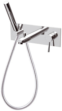 Rubinetto per vasca da incasso, deviatore e kit doccia integrato serie minimal