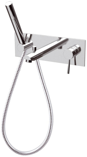 Rubinetto per vasca da incasso, deviatore e kit doccia integrato serie minimal