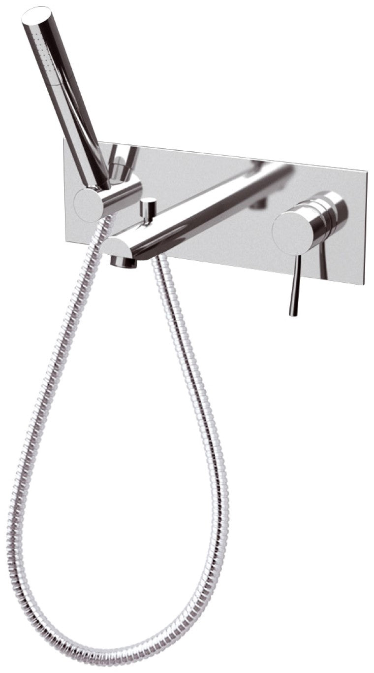 Rubinetto per vasca da incasso, deviatore e kit doccia integrato serie minimal