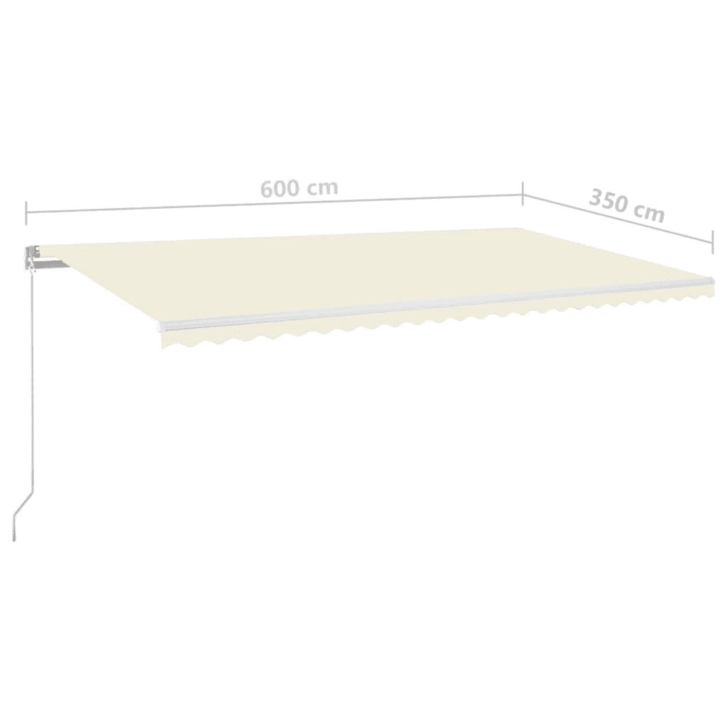 Tenda da Sole Retrattile Manuale con LED 600x350 cm Crema cod mxl 55585