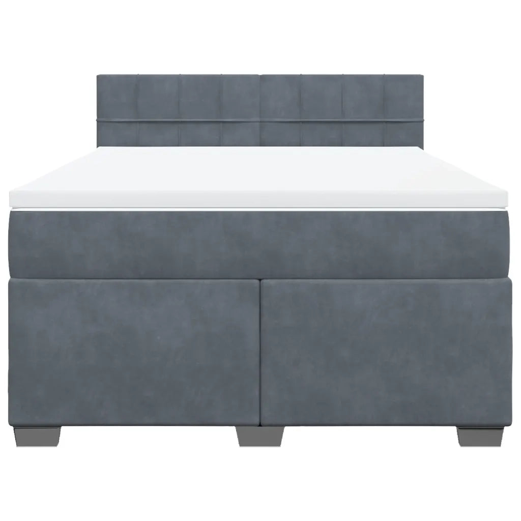 Giroletto a Molle con Materasso Grigio Scuro 160x200 cm Velluto