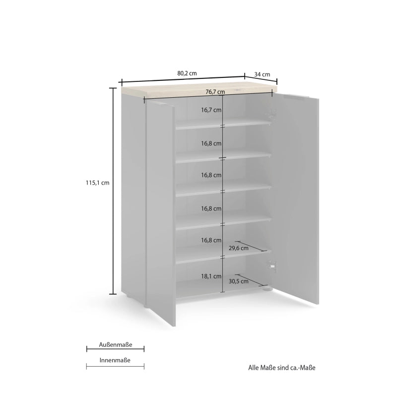 Scarpiera 2 ante IDEA antracite-rovere made in Italy