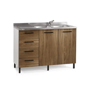 Sottolavello per cucina Noce Naturale 2 ante con cassetti SX Cm 120x50xH 85