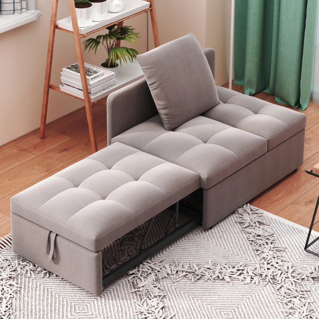 Divano letto trasformabile 3 in 1 grigio con schienale regolabile