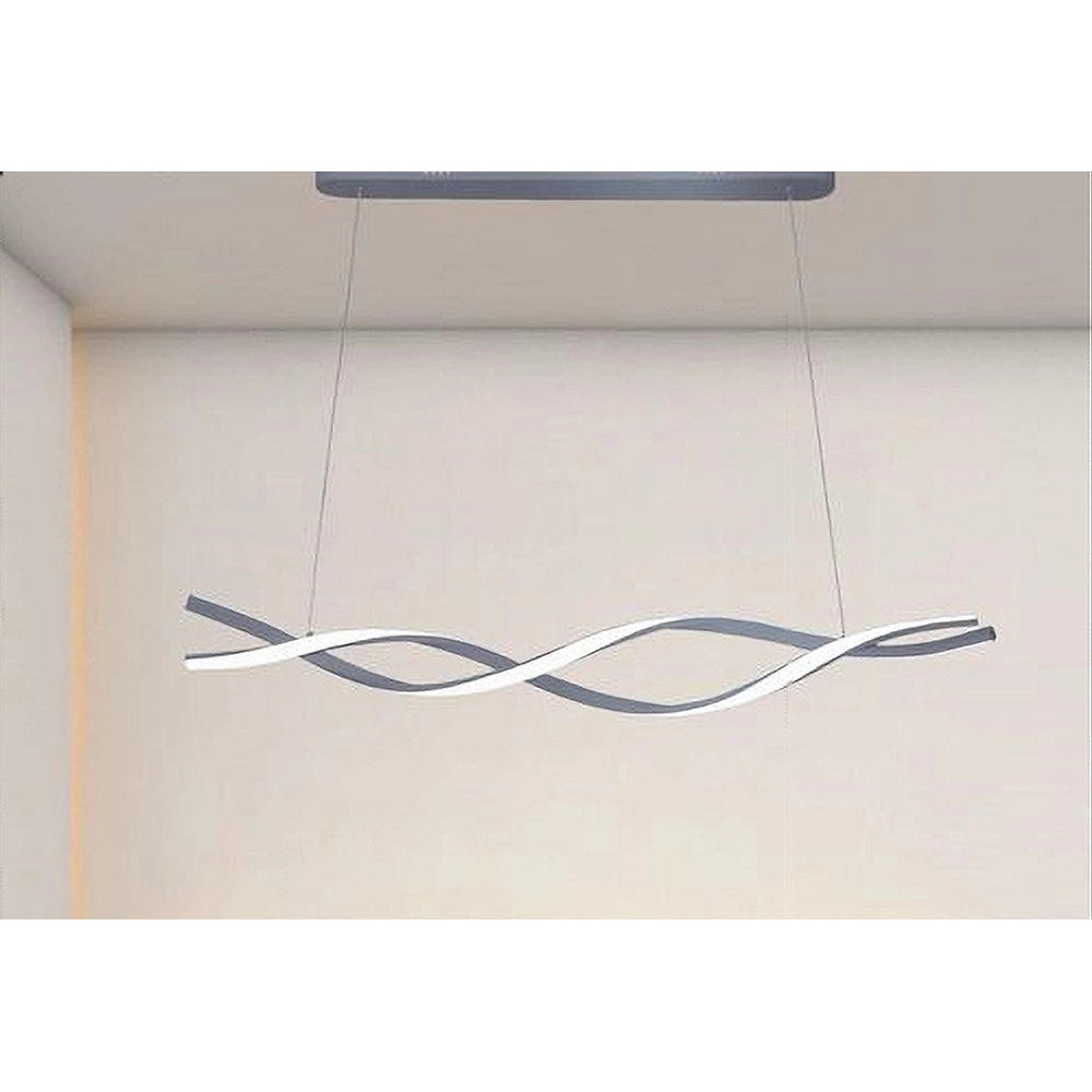 Trade Shop - Lampadario Led Sospensione 48w Argento Spirale Ondulato Vortice Intrecciato Luce 4000k 32521 -