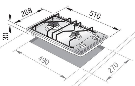 De’Longhi I 23 D piano cottura Acciaio inossidabile Da incasso 30 cm Gas 2 Fornello(i)