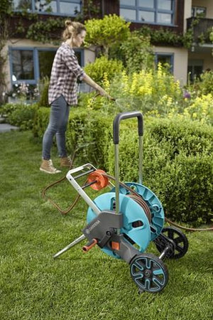 Gardena AquaRoll M Easy Carrello avvolgitubo Manuale Nero, Blu, Arancione