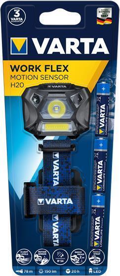 Varta WORK FLEX MOTION SENSOR H20 Nero, Blu Torcia a fascia LED