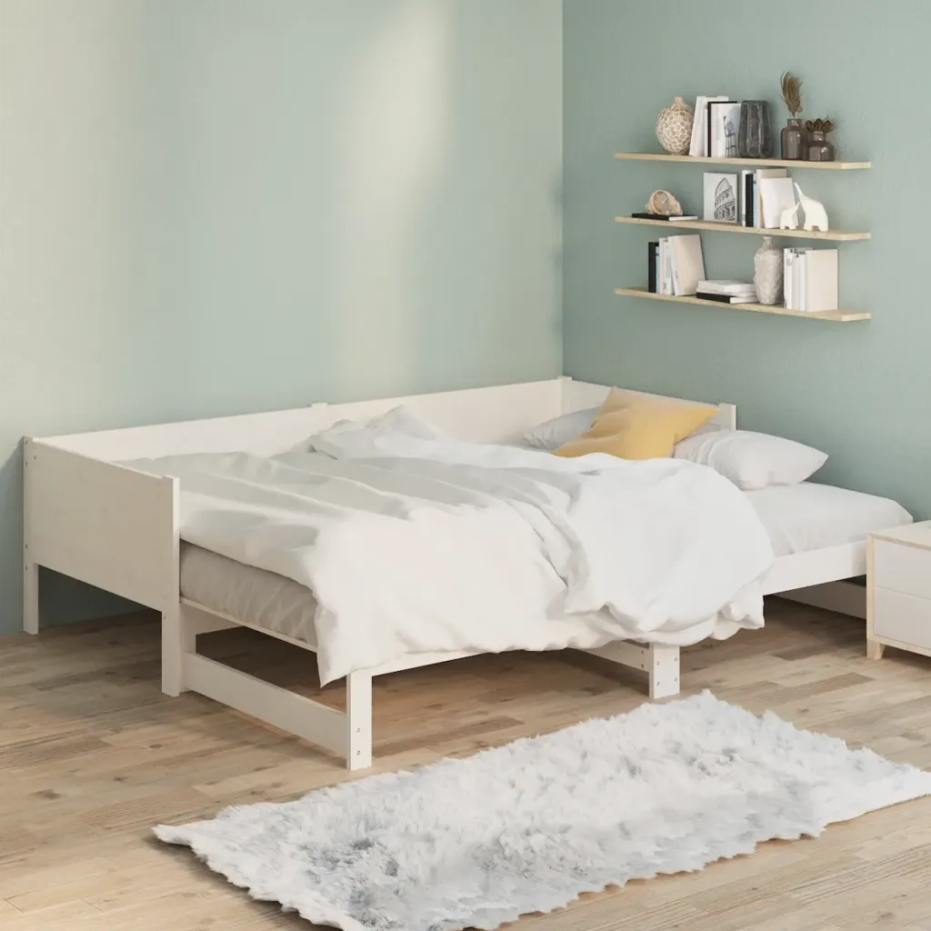 Dormeuse Estraibile Bianca Legno Massello di Pino 2x(90x190) cm cod mxl 58479