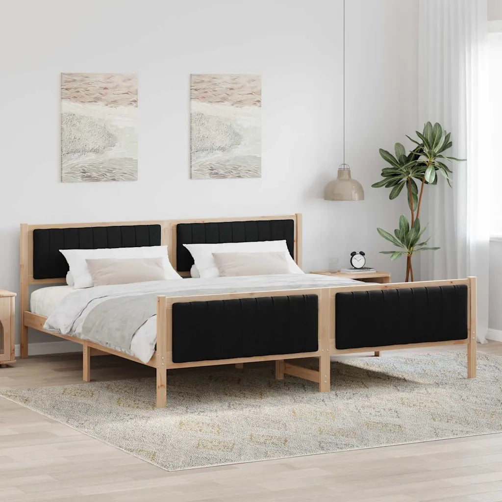 Struttura del Letto con testiera Marrone e nero 200 x 200 cm 3394300