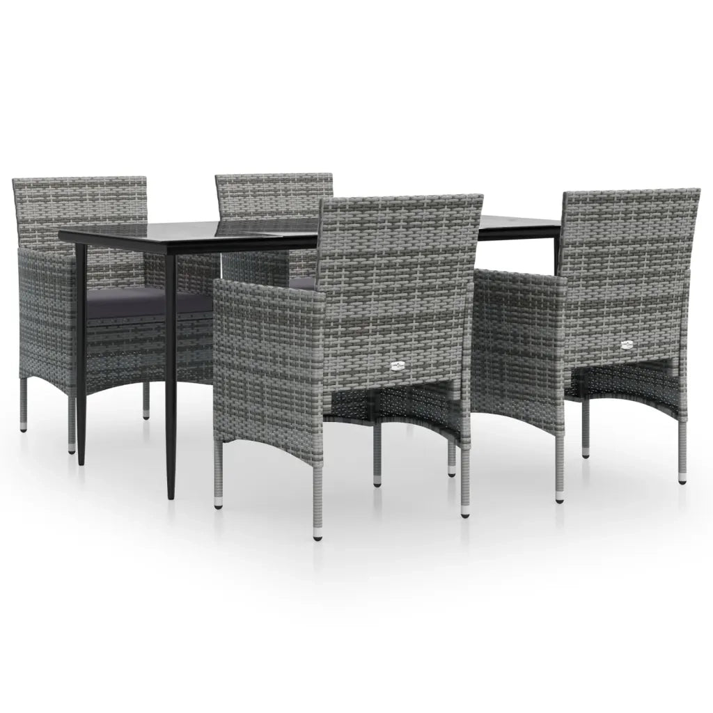 Set da Pranzo da Giardino 5 pz con Cuscini Grigio e Nero cod mxl 35459
