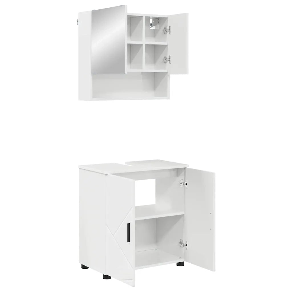 Set di mobili per il bagno con porta 2 pcs Bianco Lucido