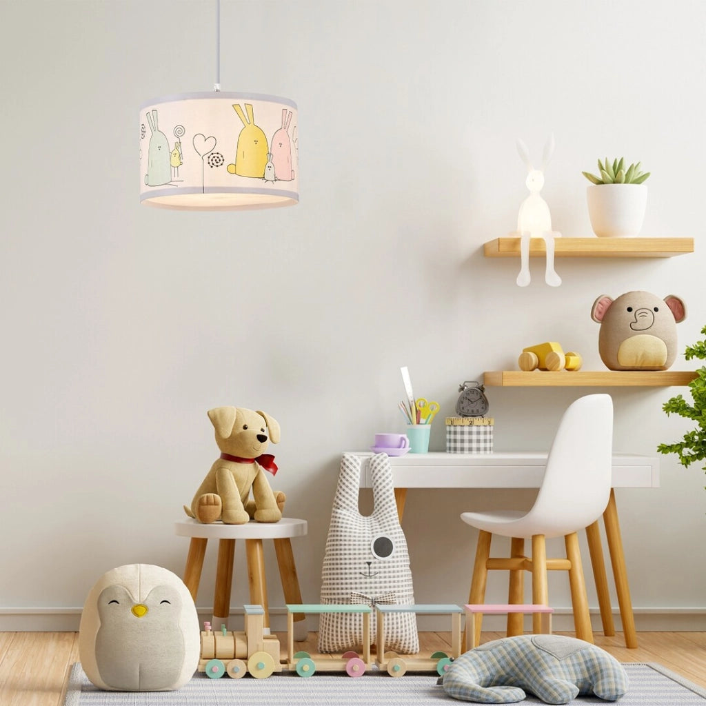 Lampada sospensione bimbi Rabalux Flappy E27 40W conigli