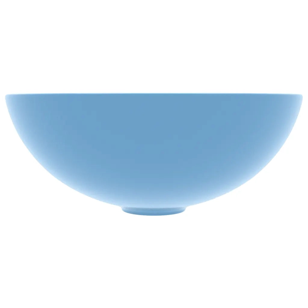 Lavandino da Bagno in Ceramica Azzurro Rotondo
