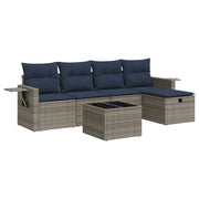 Set Divano da Giardino 6 pz | Set Salotto da Giardino con Cuscini Grigio in Polyrattan
