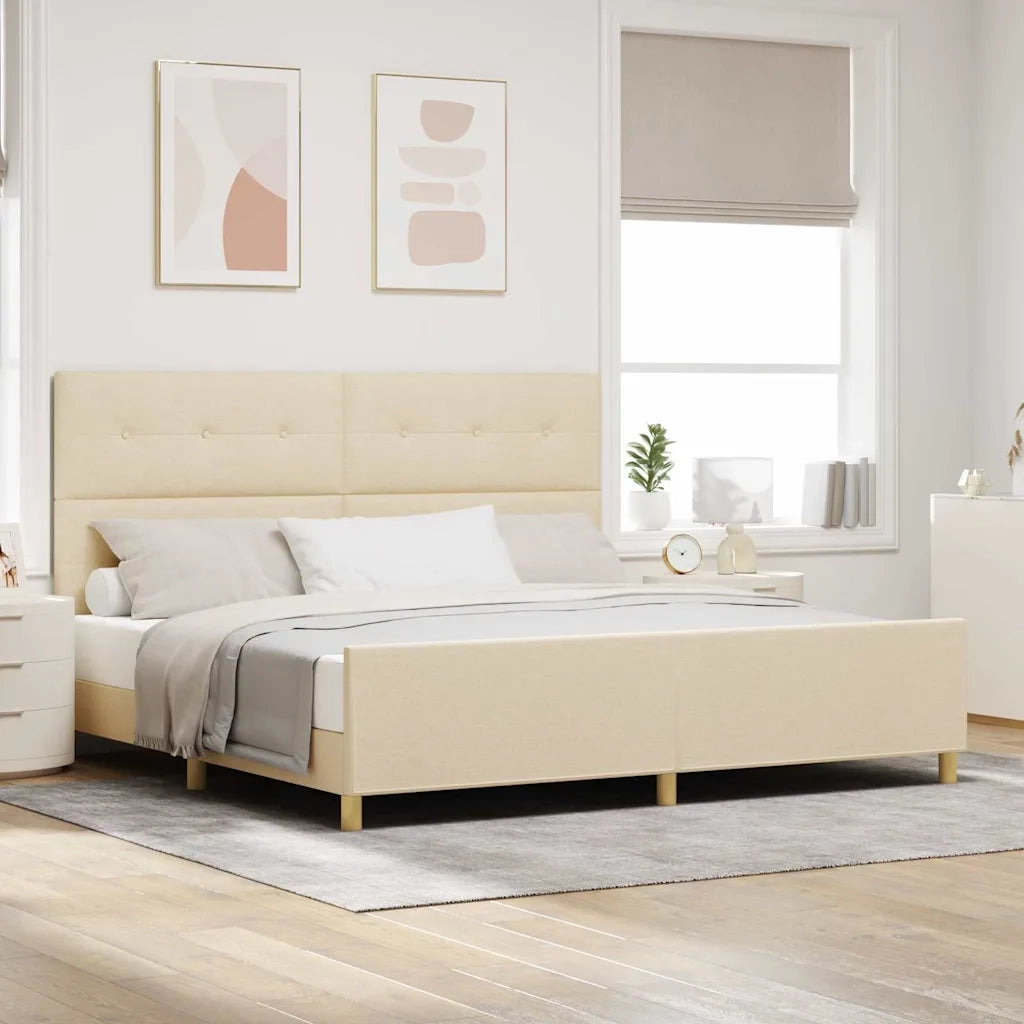 Struttura del letto con testiera Crema 200 x 200 cm Tessuto 3344758
