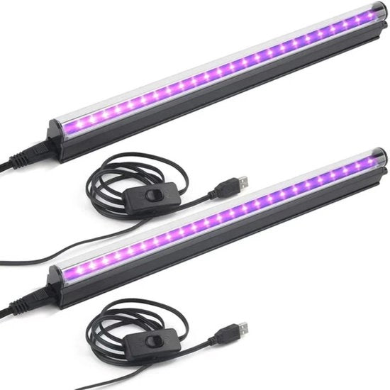 Set a LED strisce nera UV a doppio canale, 5W 28cm, buia USB, articoli decorativi per Halloween, camere, poster, rilevamento urina