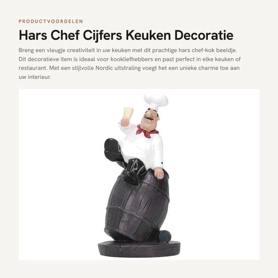 Statuetta del Cuoco - Decorazione Cucina - Scultura da Appoggio - Arredamento Casa - Regalo per il Cuoco - Dimensioni 18,4 x 8,8 x 7,4 cm