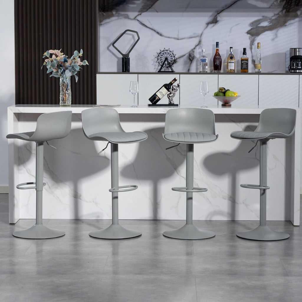 Sgabello da bar girevole con rotazione a 360 gradi schienale ergonomico e altezza regolabile in metallo imbottito grigio