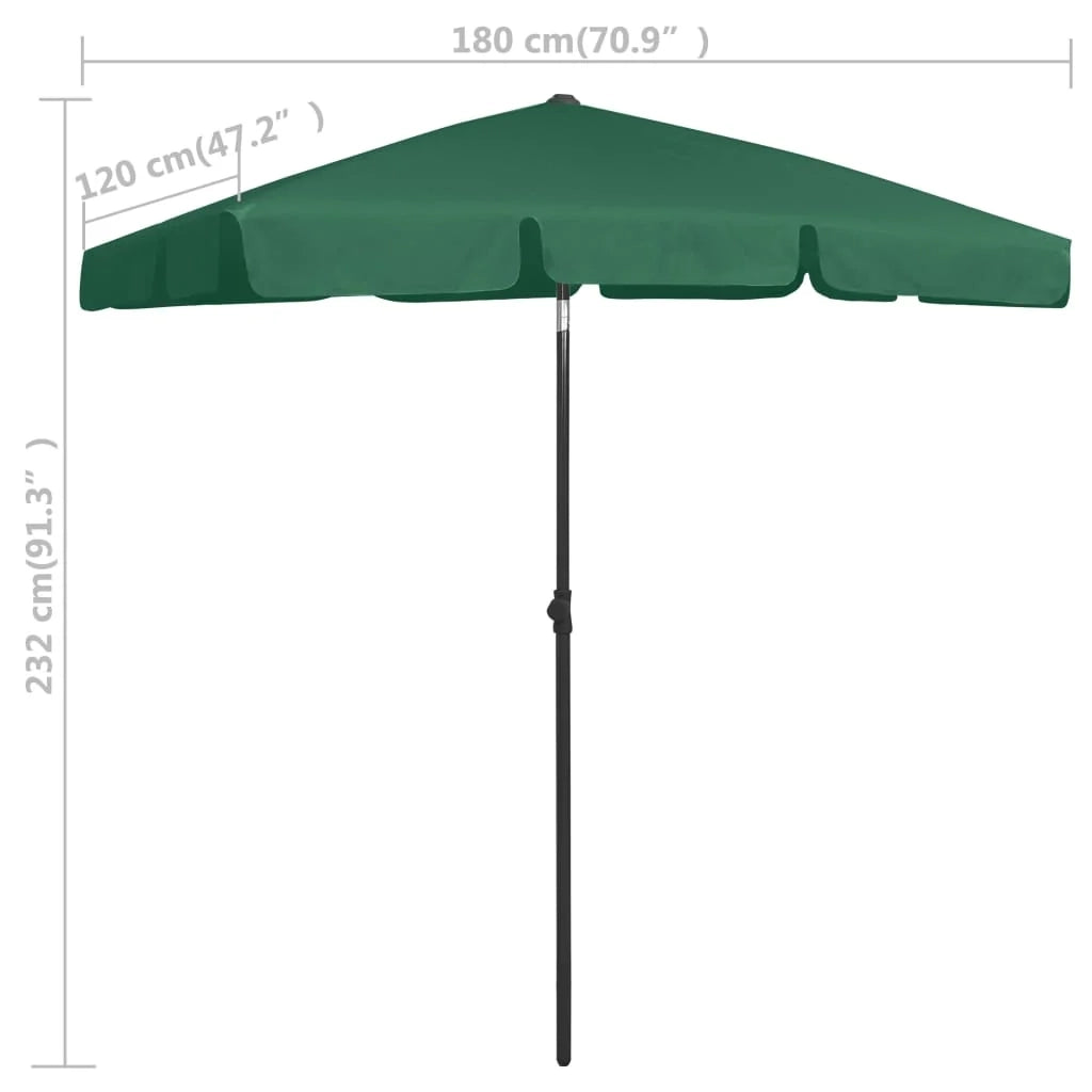 Ombrellone da spiaggia 180 x 120 cm verde 02_0008409