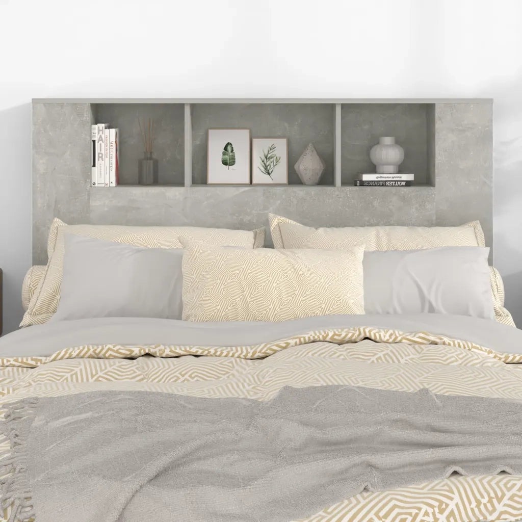 Testiera con Scomparti-Testata con Ripiani Grigio Cemento 140x18,5x104,5 cm