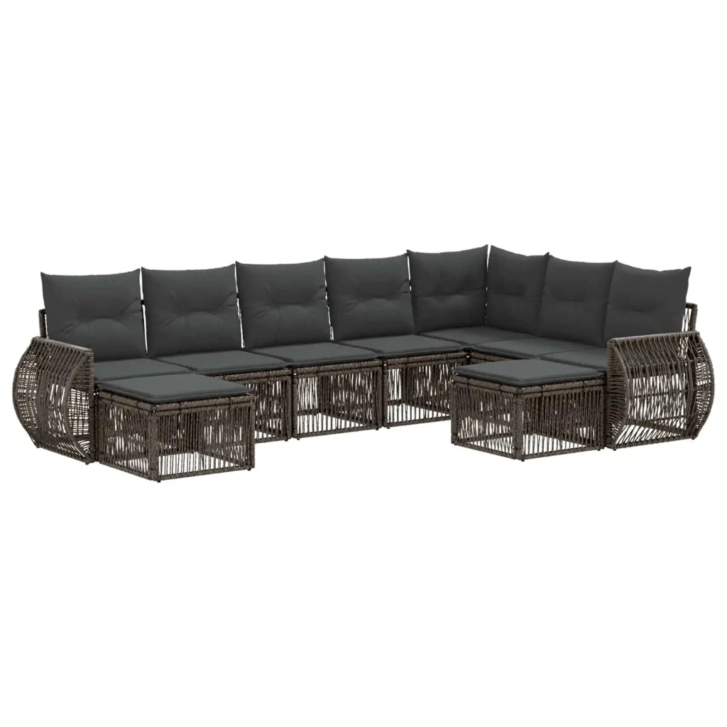 Set Divano da Giardino 9 pcs Grigio polyrattan 3435605