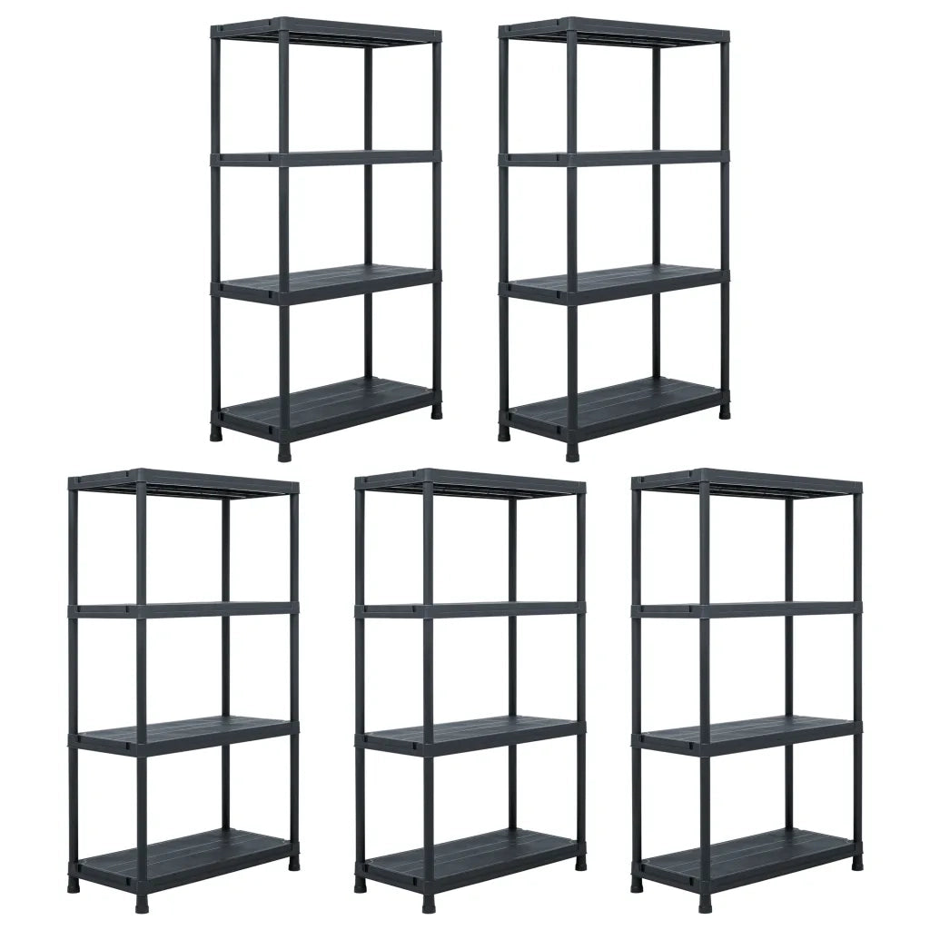 Scaffali 5 pz 60x30x138 cm Nero in Plastica cod mxl 51045