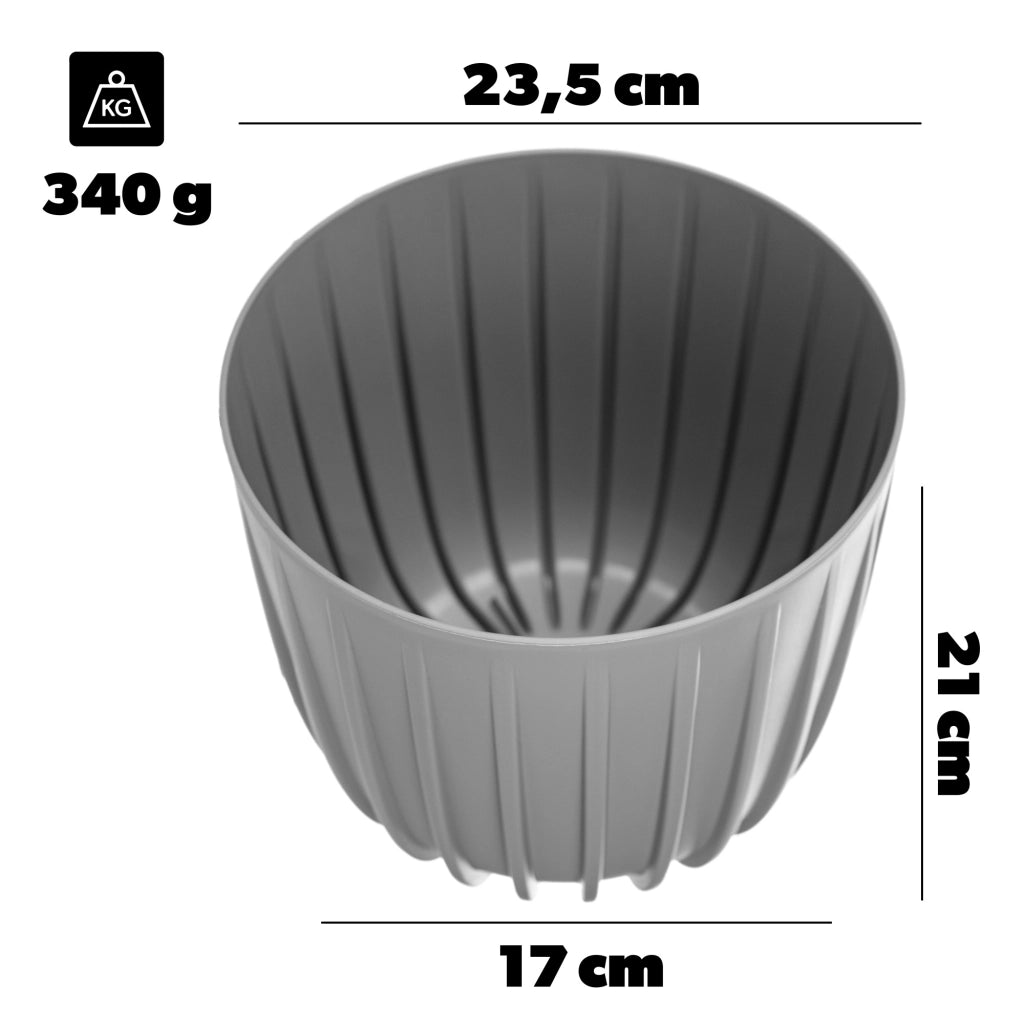 Vaso da fiori KADAX, vaso da fiori, coprifiori, 23,5 cm, rotondo, plastica, grigio