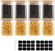 Set di conservazione in vetro - 8 pezzi - 500ml - coperchio in legno quadrato - set di erbe - ideale per la cucina