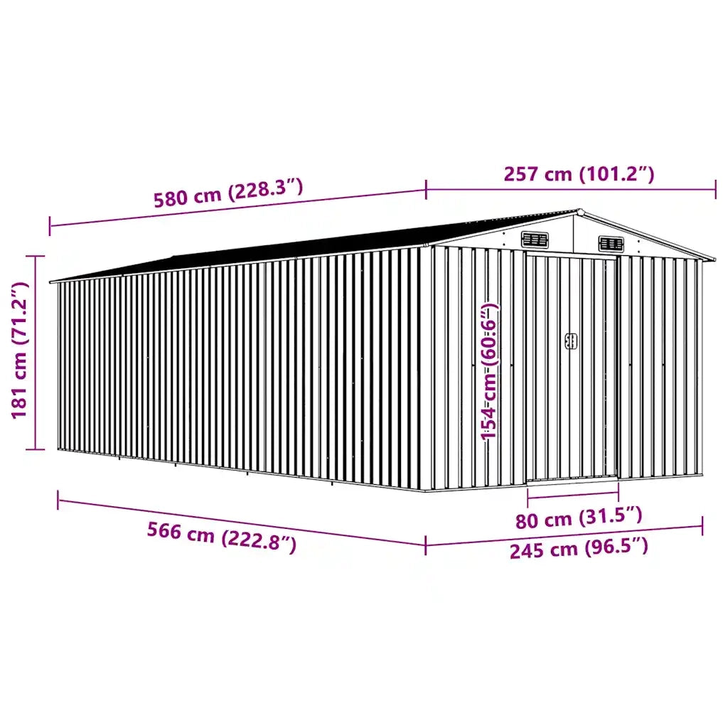 Casetta da Giardino 257x580x181 cm in Metallo Marrone 143355