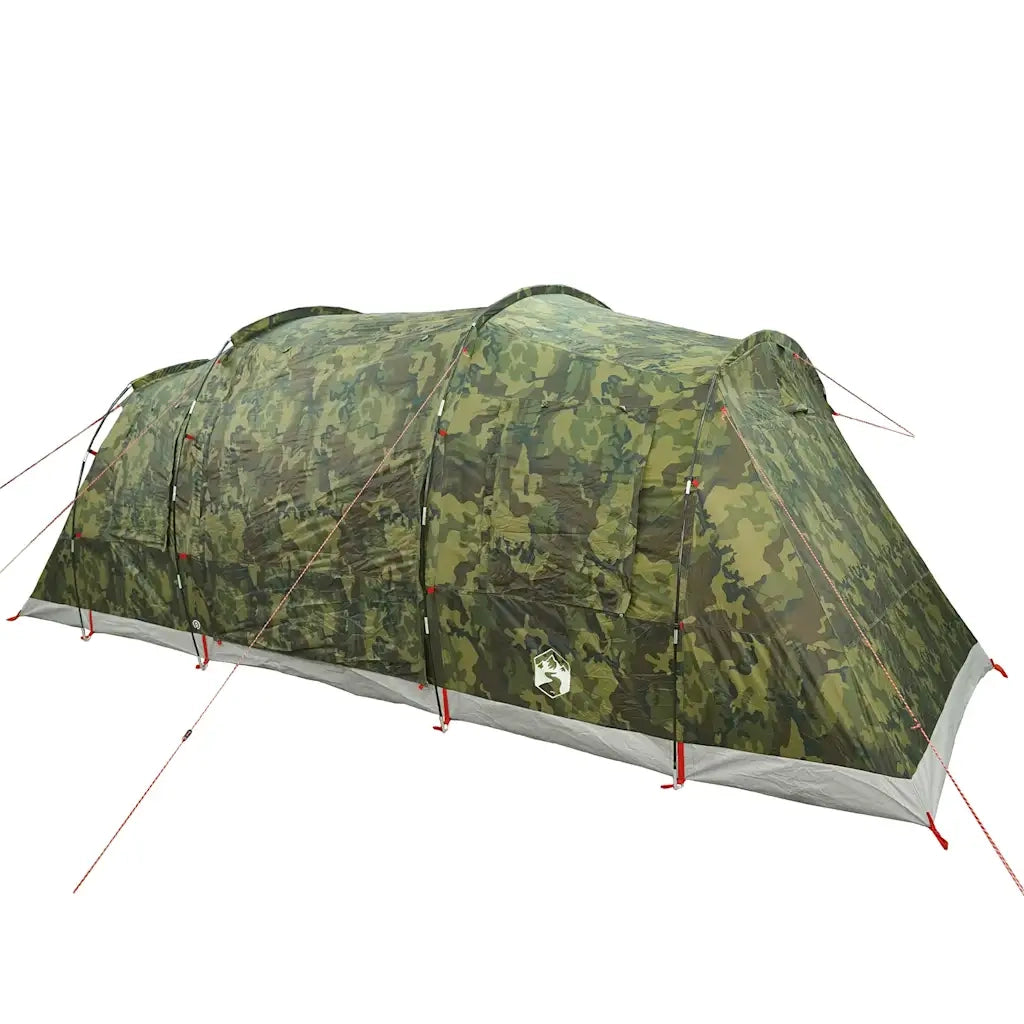 Tenda da Campeggio a Tunnel per 4 Persone-Tenda per Escursionismo Mimetico Impermeabile