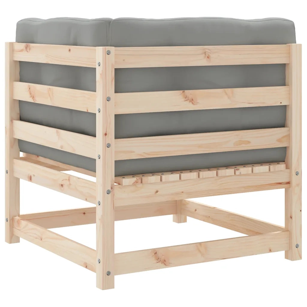 Divano angolare da giardino con cuscini-Sofa da giardino-Divano da esterno Legno Massello di Pino