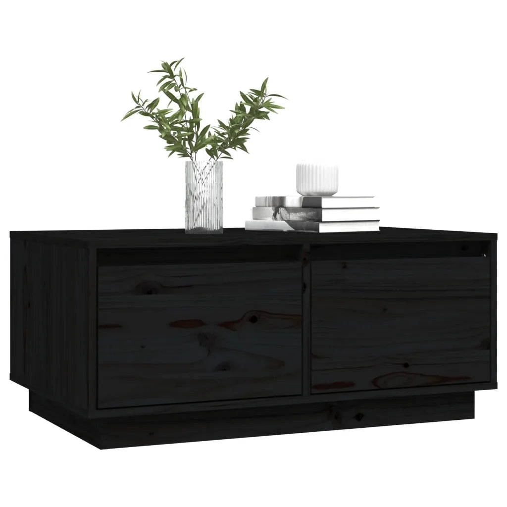 Tavolino da Salotto Nero 80x50x35 cm Legno Massello di Pino 814443