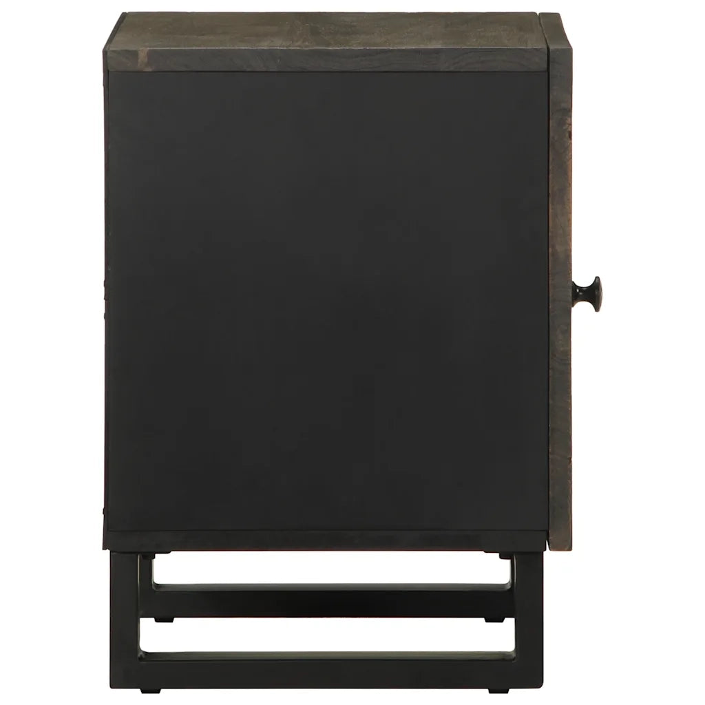 Comodino Nero 40x33x46 cm in Legno Massello di Mango 4017680
