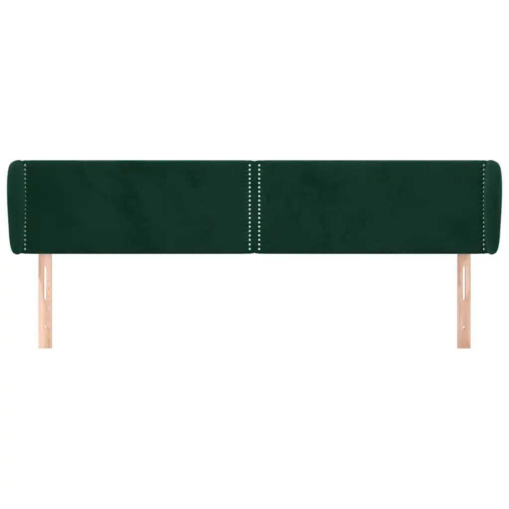 Testiera ad Orecchio-Testata con Orecchie Verde Scuro 203x23x78/88 cm in Velluto 127869