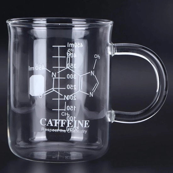 Bicchiere in Vetro Borosilicato 450 Ml con Maniglia a Mano - Tazza da Caffè con Manico - Resistente al Calore - Grip Ergonomico - Design Unico del Bicchiere
